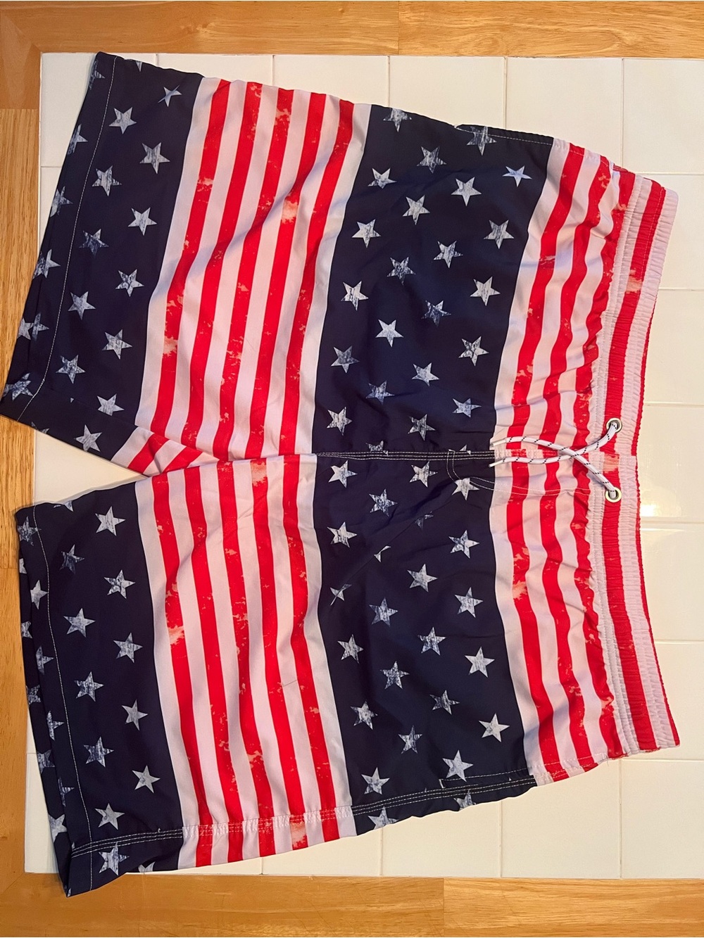 Men’s American Flag Swim Shorts - Navy, Red & White, size 4XL, fits like 46-48